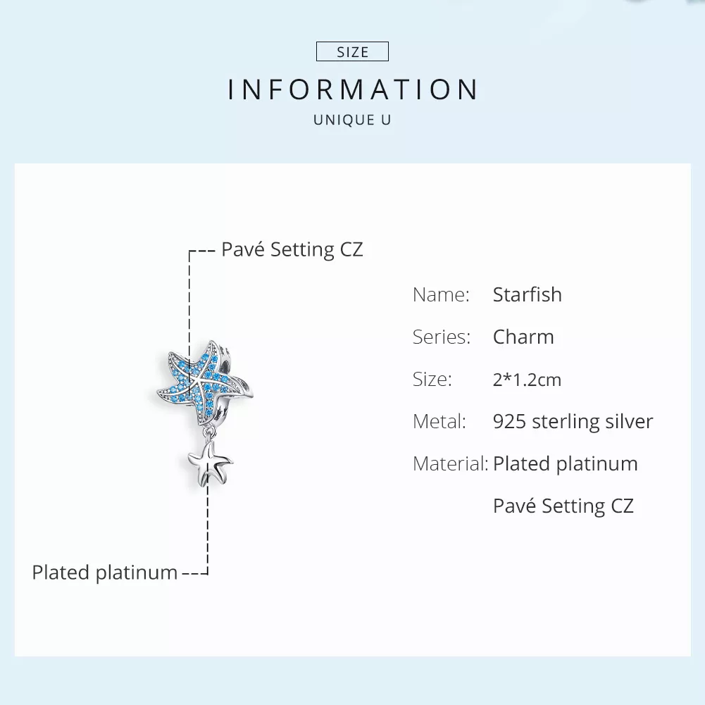 Charm Estrela-do-mar Oceânica estilo Pandora - BSC252