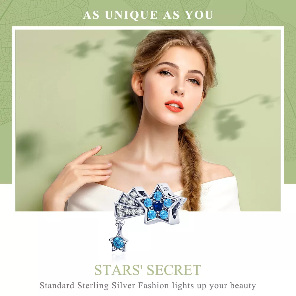 Charm Estrelas de joalheria de safira estilo Pandora - SCC912