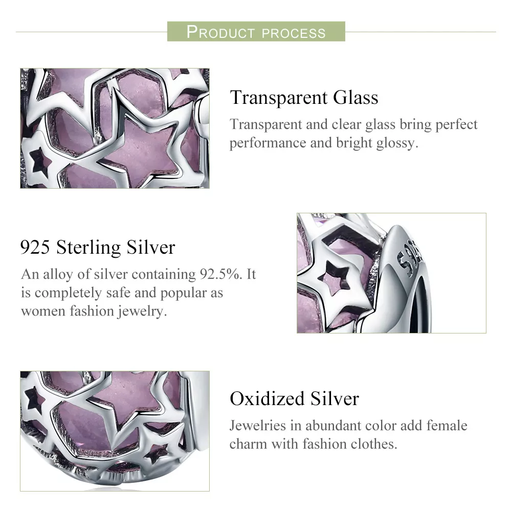 Charm Estrelas românticas estilo Pandora - SCC510