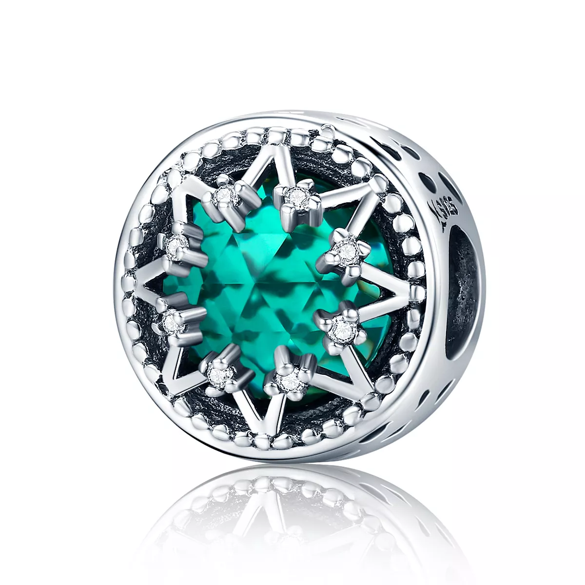 Charm Flocos de neve esmeralda românticos estilo Pandora - SCC308