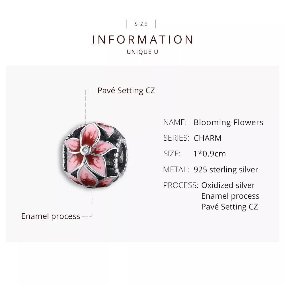 Charm Flor desabrochando estilo Pandora - SCC1707