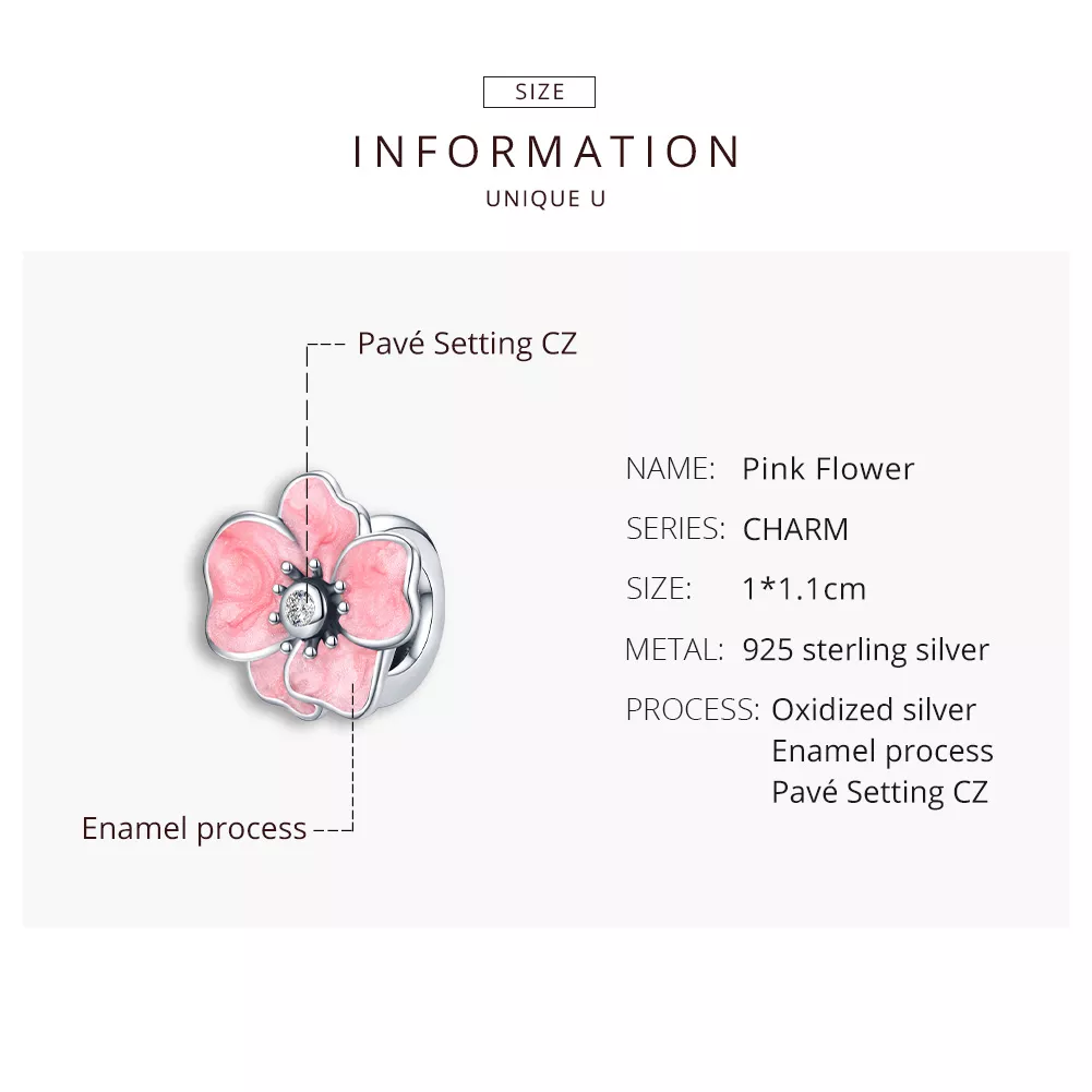 Charm Flor rosa life Pandora - SCC1729