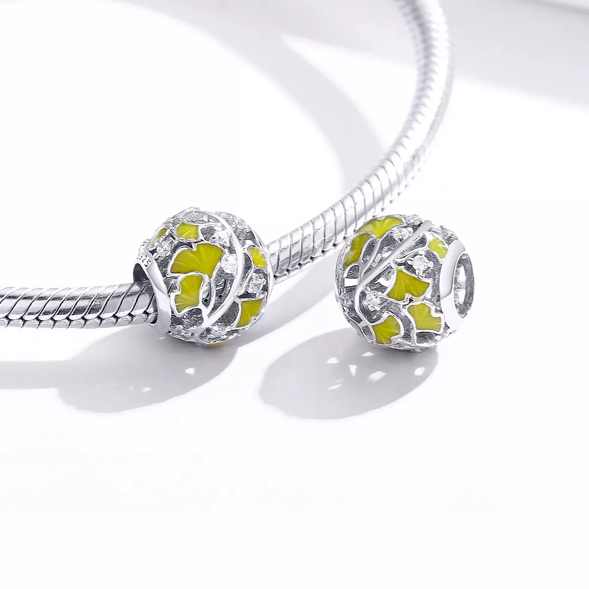 Charm Folhas Elegantes de Ginkgo estilo Pandora - BSC334