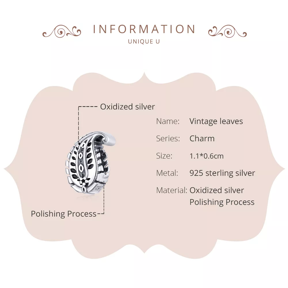 Charm Folhas Vintage life Pandora - SCC1824