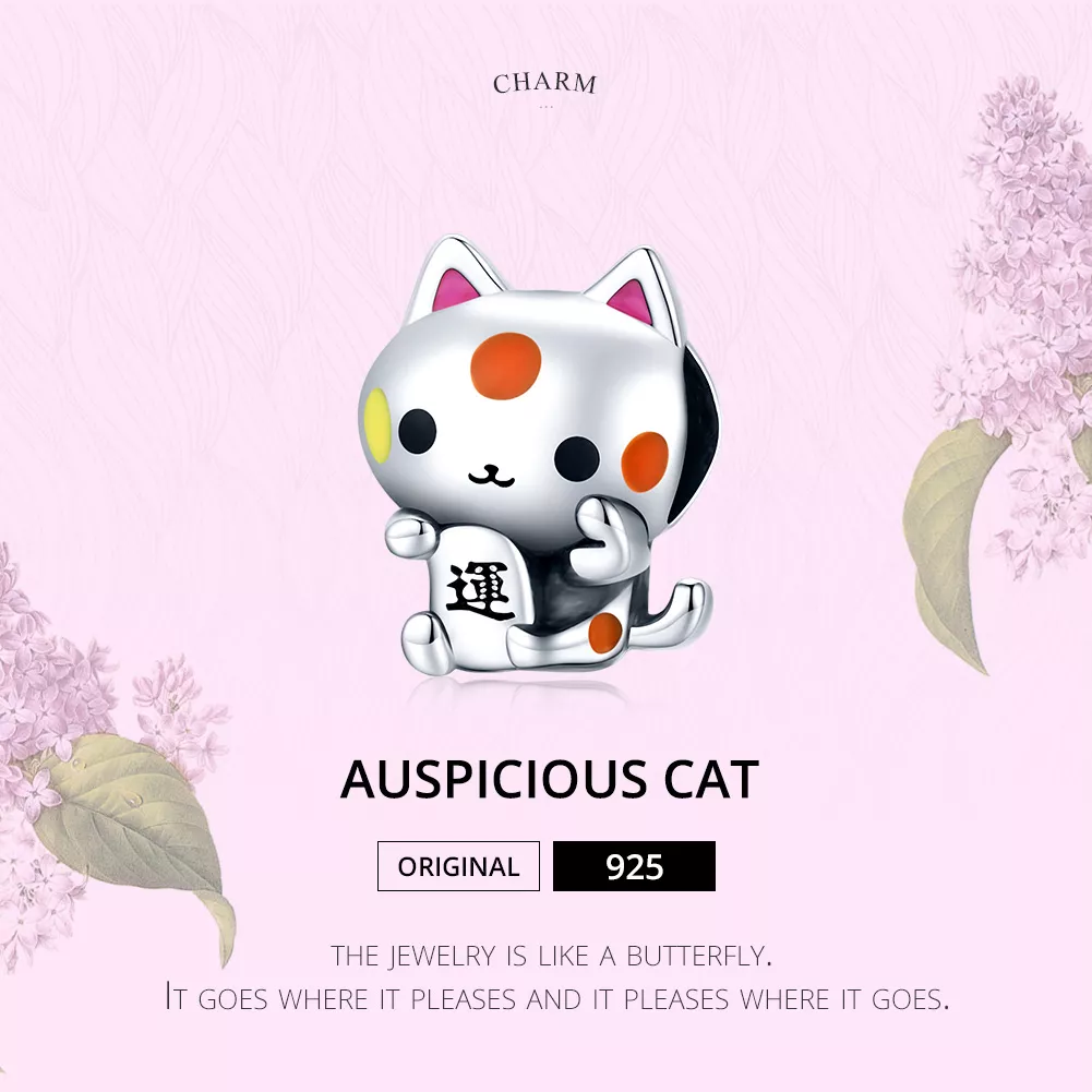 Charm Gato Auspicioso que Agarra Dinheiro estilo Pandora - SCC1855