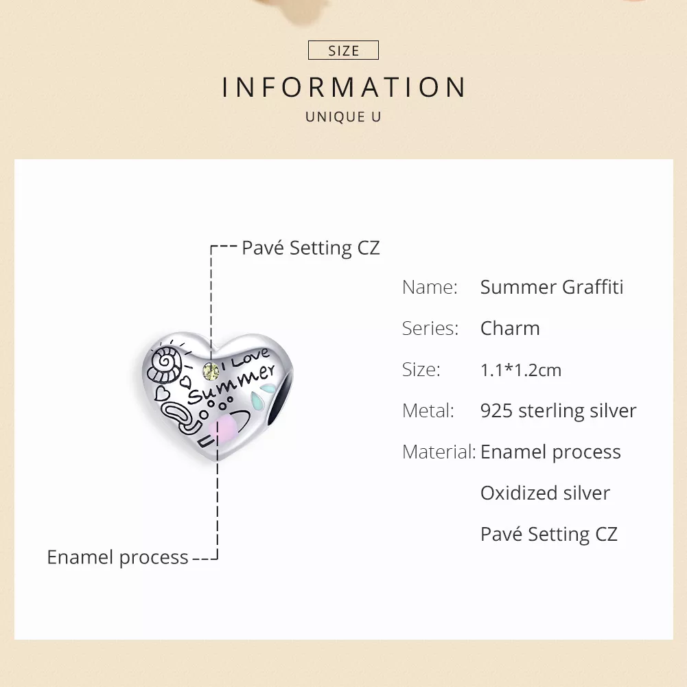 Charm Graffiti de verão estilo Pandora - SCC1529