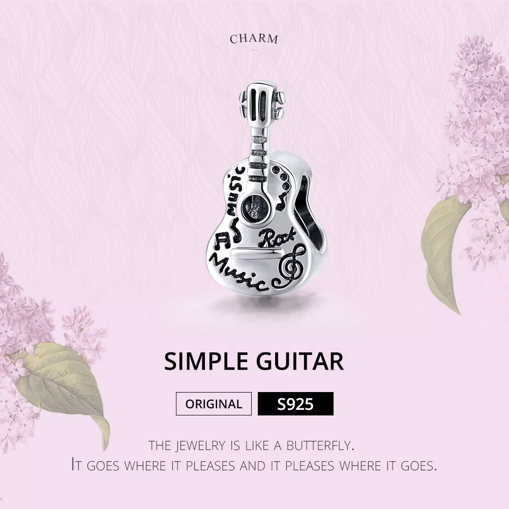 Charm Guitarra simples estilo Pandora - SCC1708