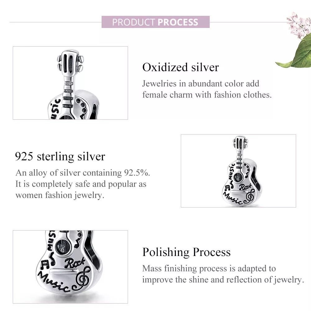 Charm Guitarra simples estilo Pandora - SCC1708