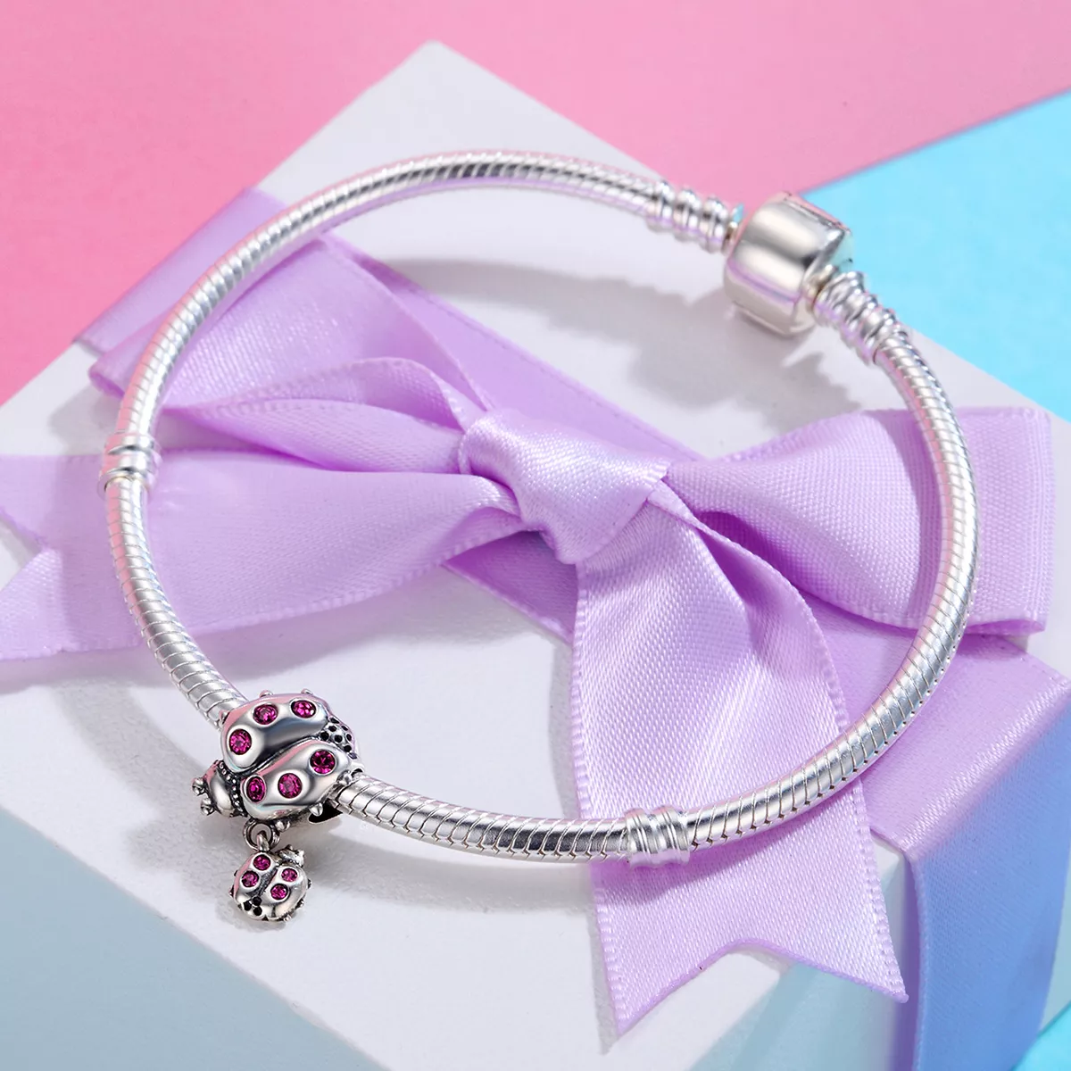 Charm joaninha mãe e filho estilo Pandora - SCC364