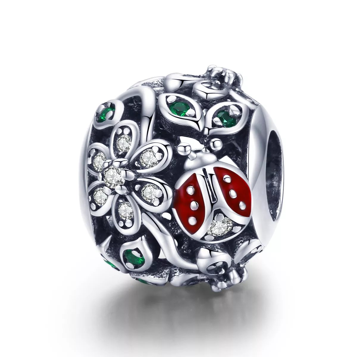 Charm Joaninhas e flores estilo Pandora - SCC926