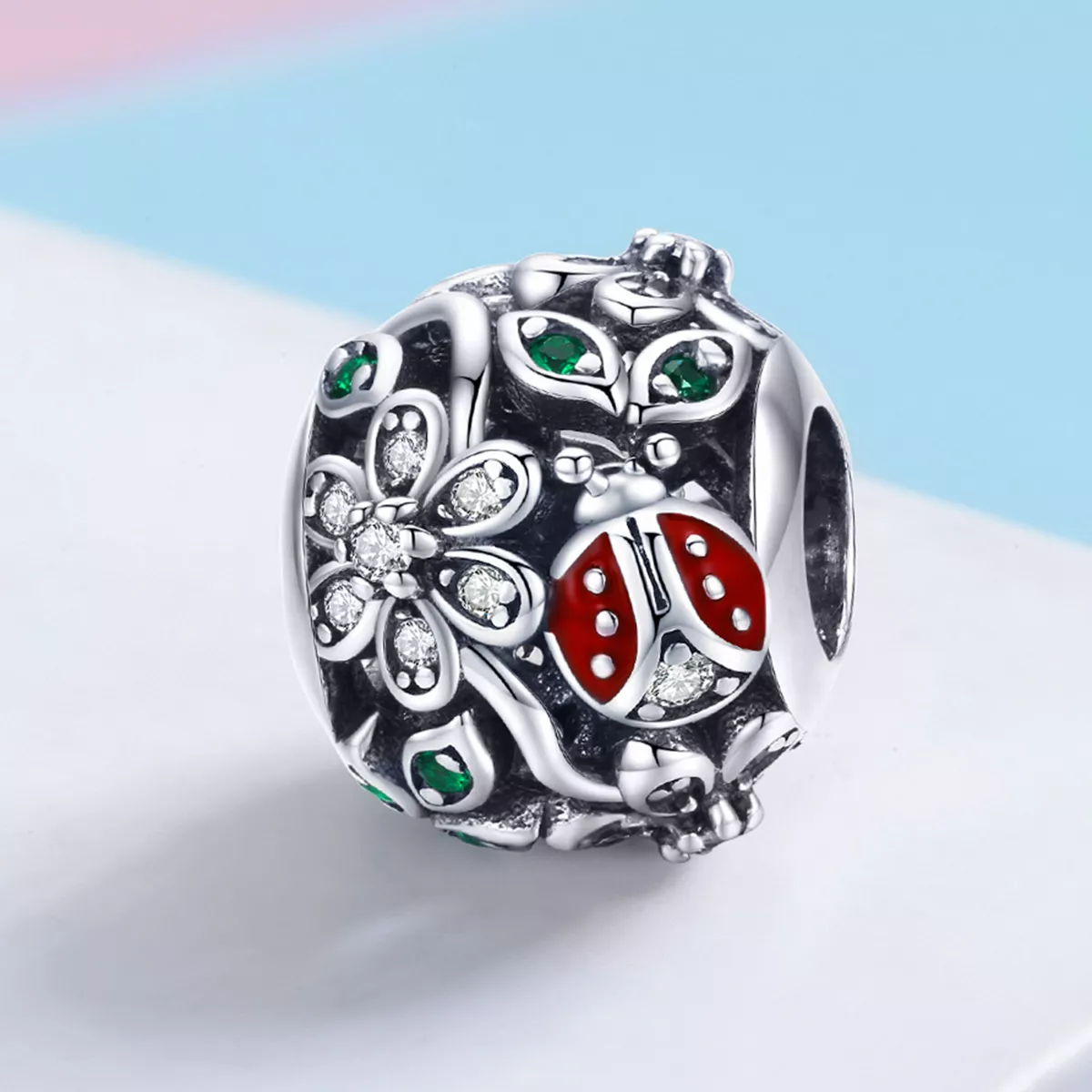 Charm Joaninhas e flores estilo Pandora - SCC926