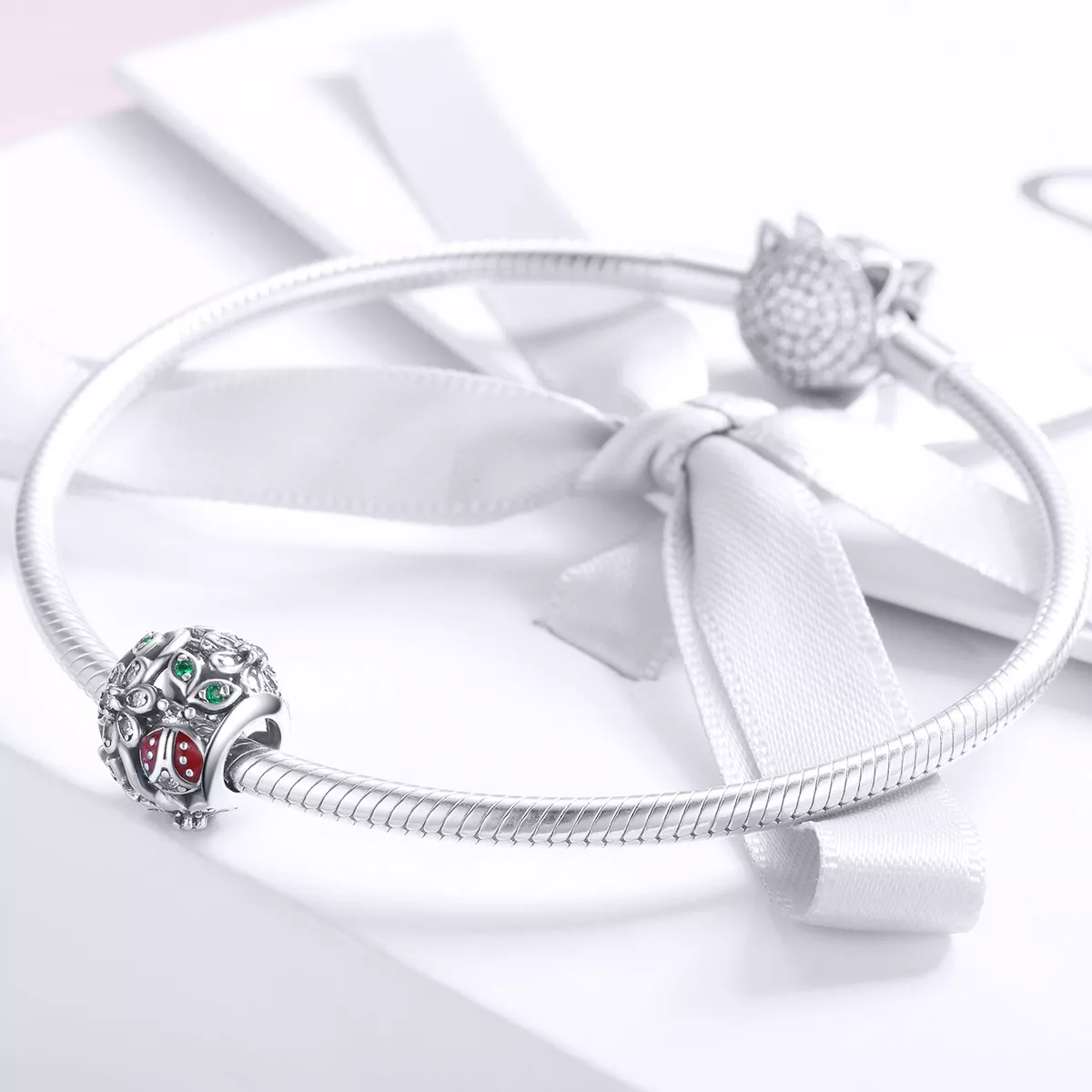 Charm Joaninhas e flores estilo Pandora - SCC926