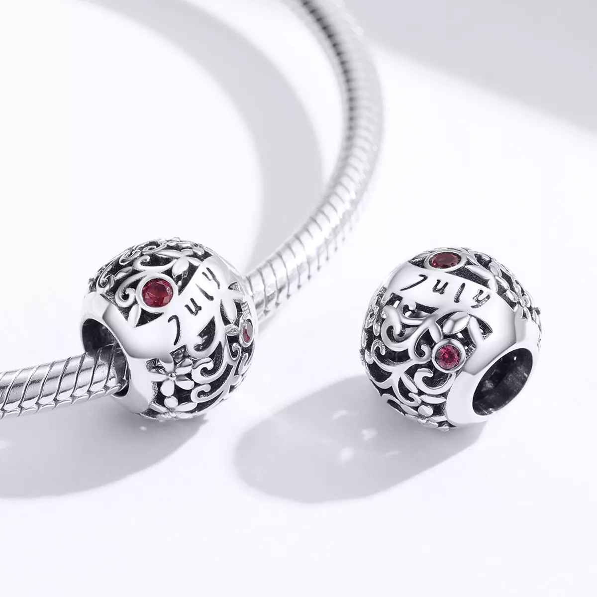 Charm July Garnet Birthstone estilo Pandora - SCC1385-7