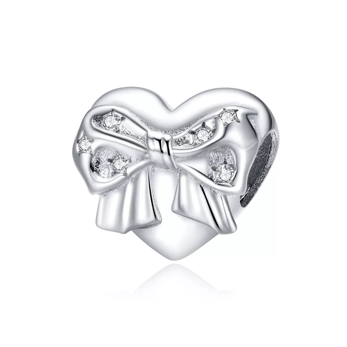 Charm laço e Coração de Amor estilo Pandora - BSC381