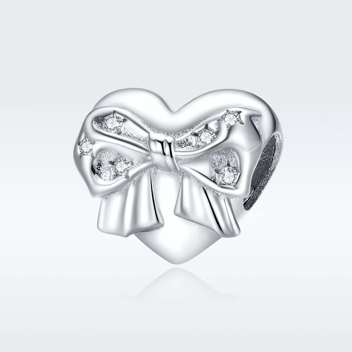 Charm laço e Coração de Amor estilo Pandora - BSC381
