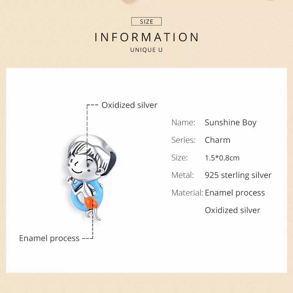 Charm Menino shunshine estilo Pandora - SCC1526