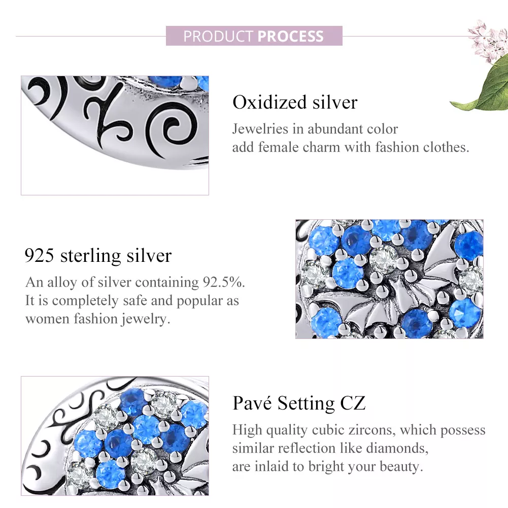 Charm Morcego Misterioso de Pedra Azul estilo Pandora - SCC1554