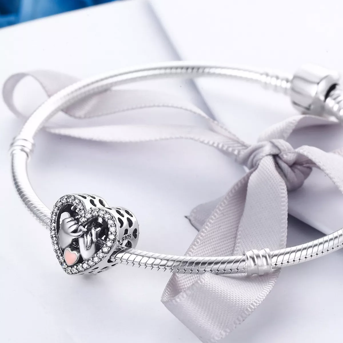 Charm Nossa promessa rosa para sempre estilo Pandora - SCC167