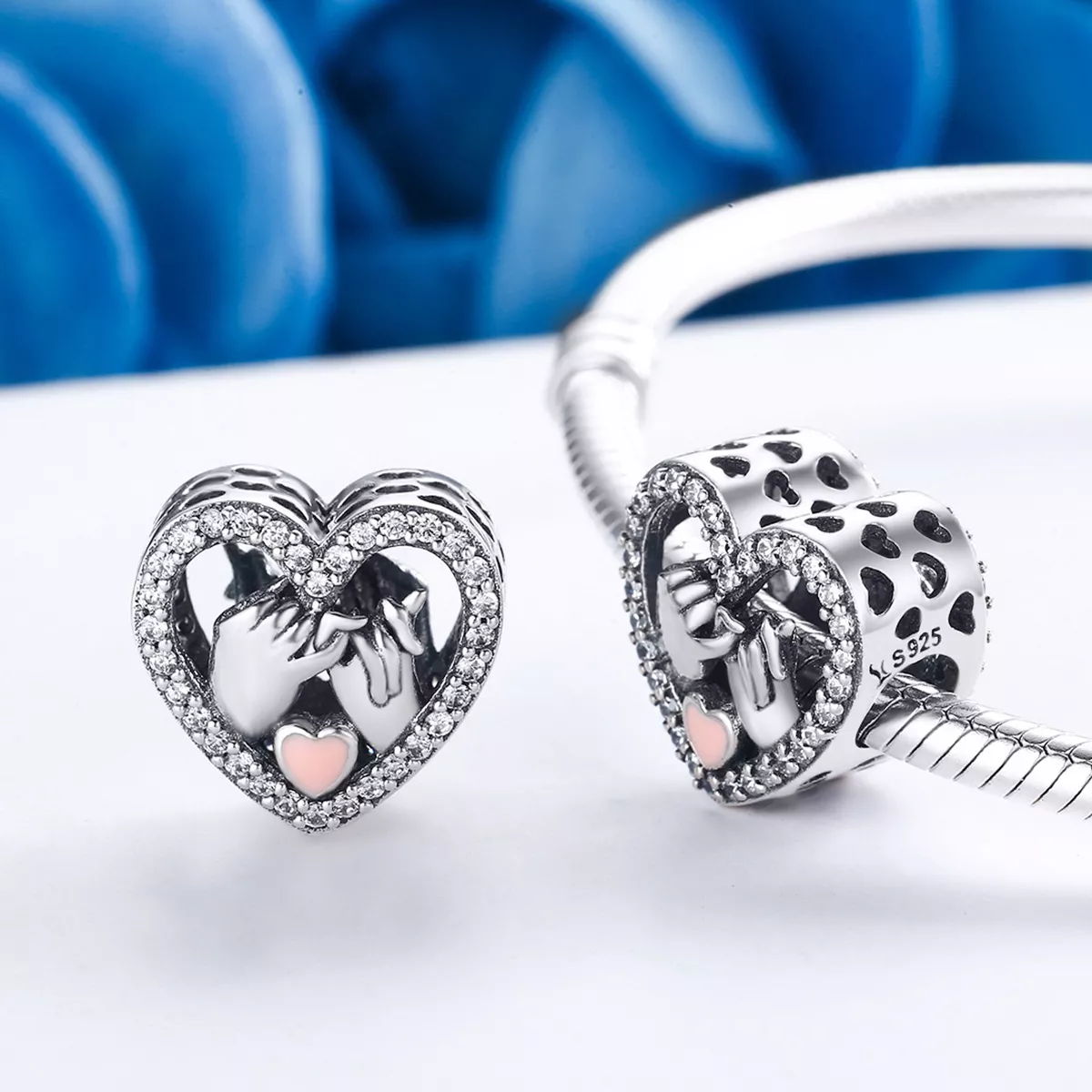 Charm Nossa promessa rosa para sempre estilo Pandora - SCC167