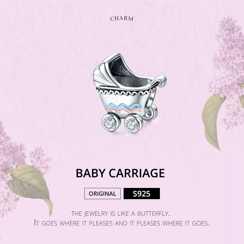 Charm Novo carrinho de bebê estilo Pandora - SCC1539