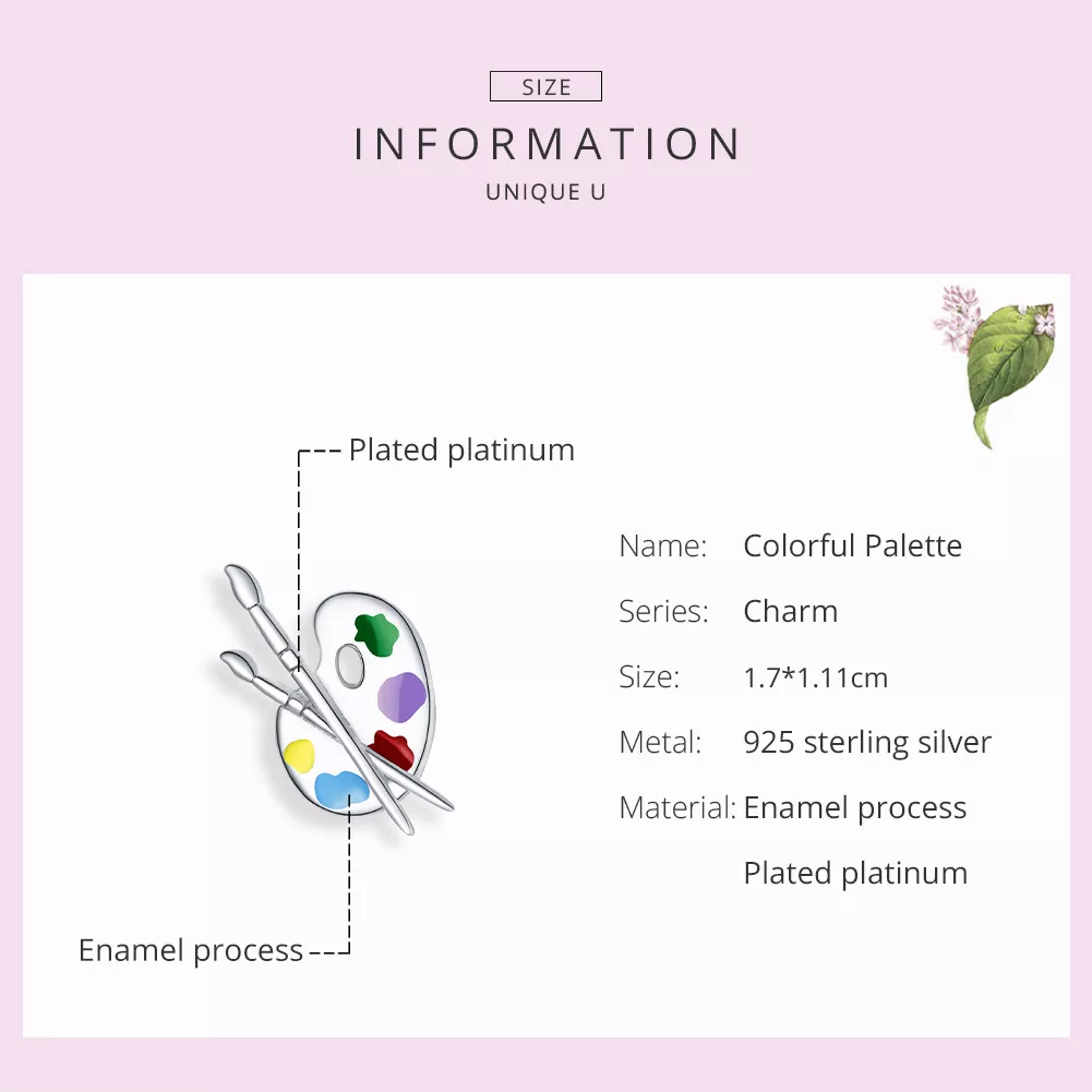 Charm Paleta de arte colorida estilo Pandora - BSC359