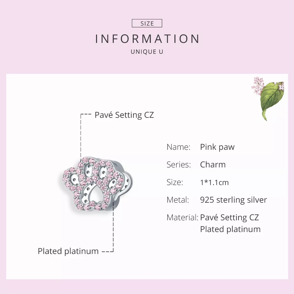 Charm Pata rosa life Pandora - BSC164