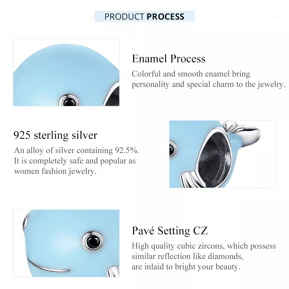 Charm Pequena baleia azul estilo Pandora - BSC250