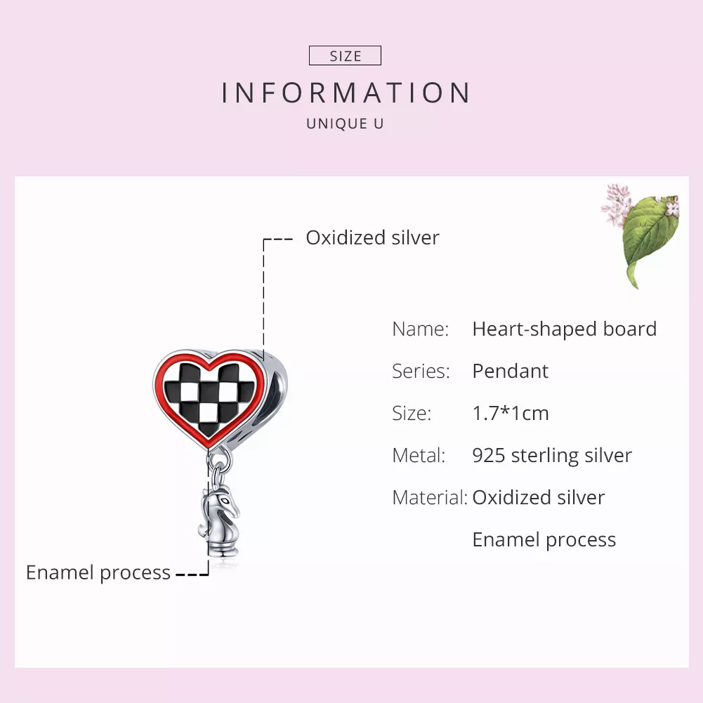 Charm Placa em forma de coração estilo Pandora - SCC1833