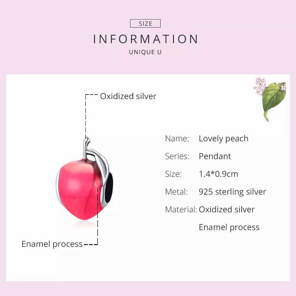 Charm Pêssegos deliciosos estilo Pandora - SCC1834