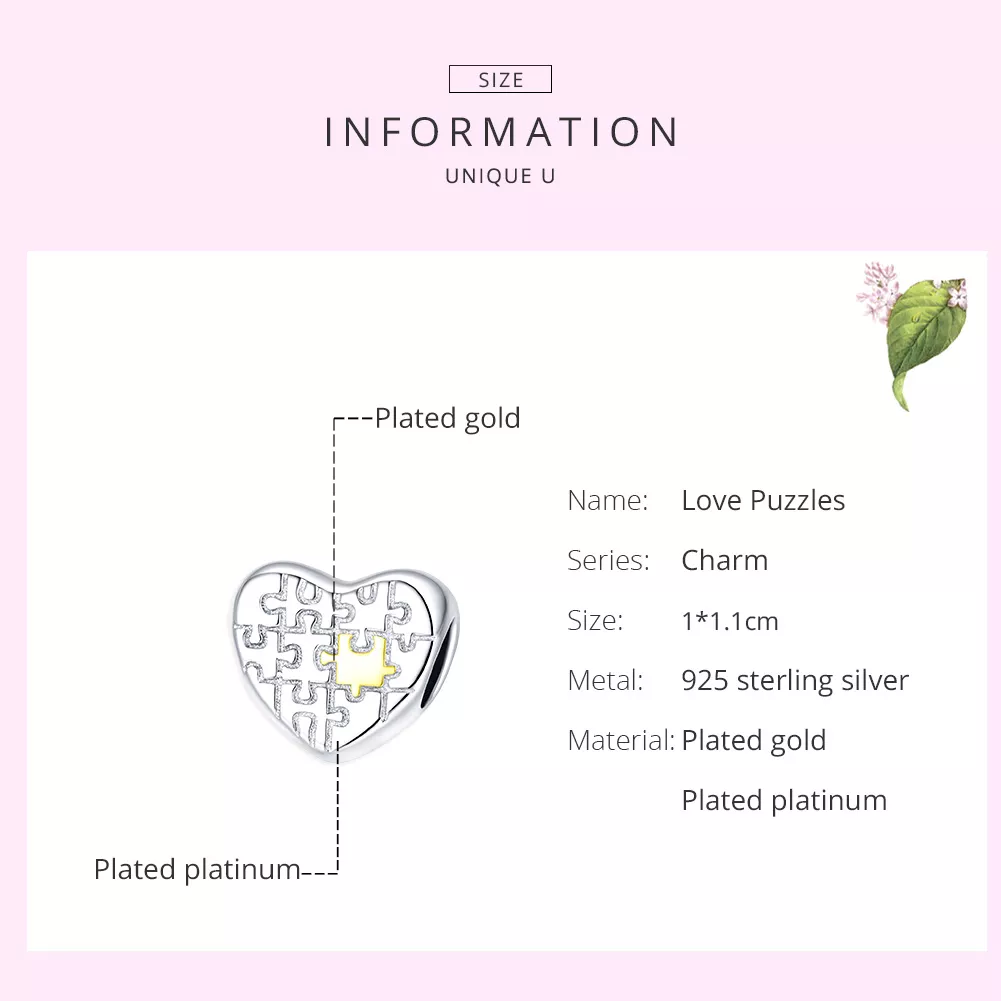 Charm Quebra-cabeças de amor estilo Pandora - SCC1673