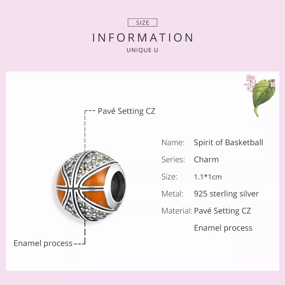 Charm Spirit of Basketball estilo Pandora - SCC1506