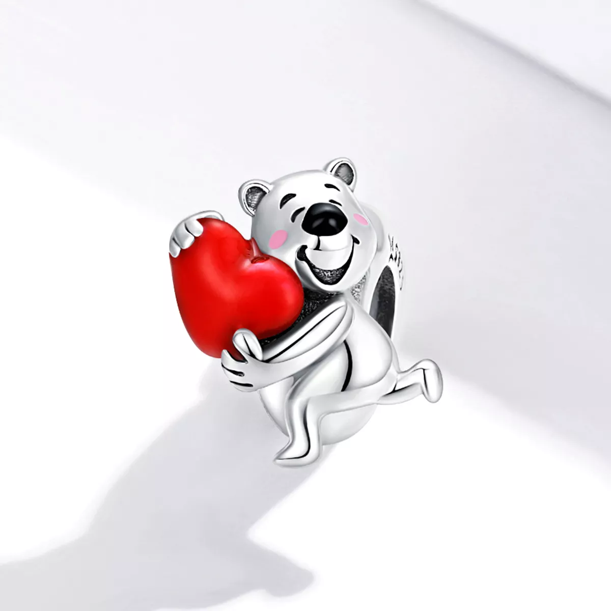 Charm Urso polar com coração estilo Pandora - SCC1610