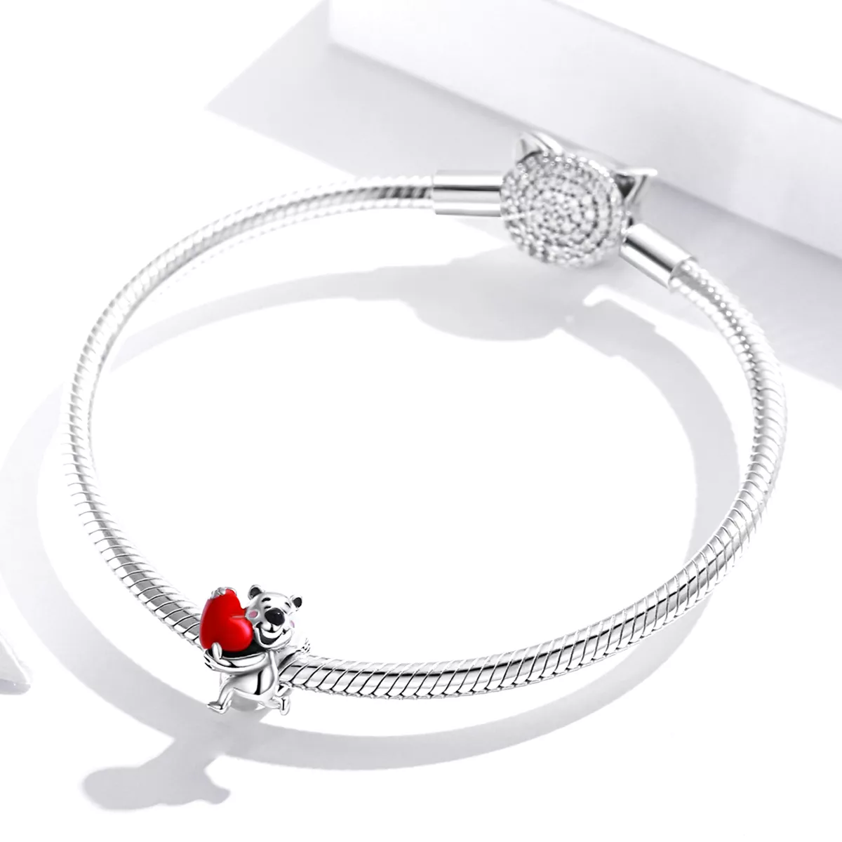 Charm Urso polar com coração estilo Pandora - SCC1610