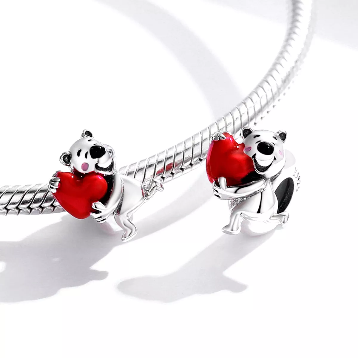 Charm Urso polar com coração estilo Pandora - SCC1610