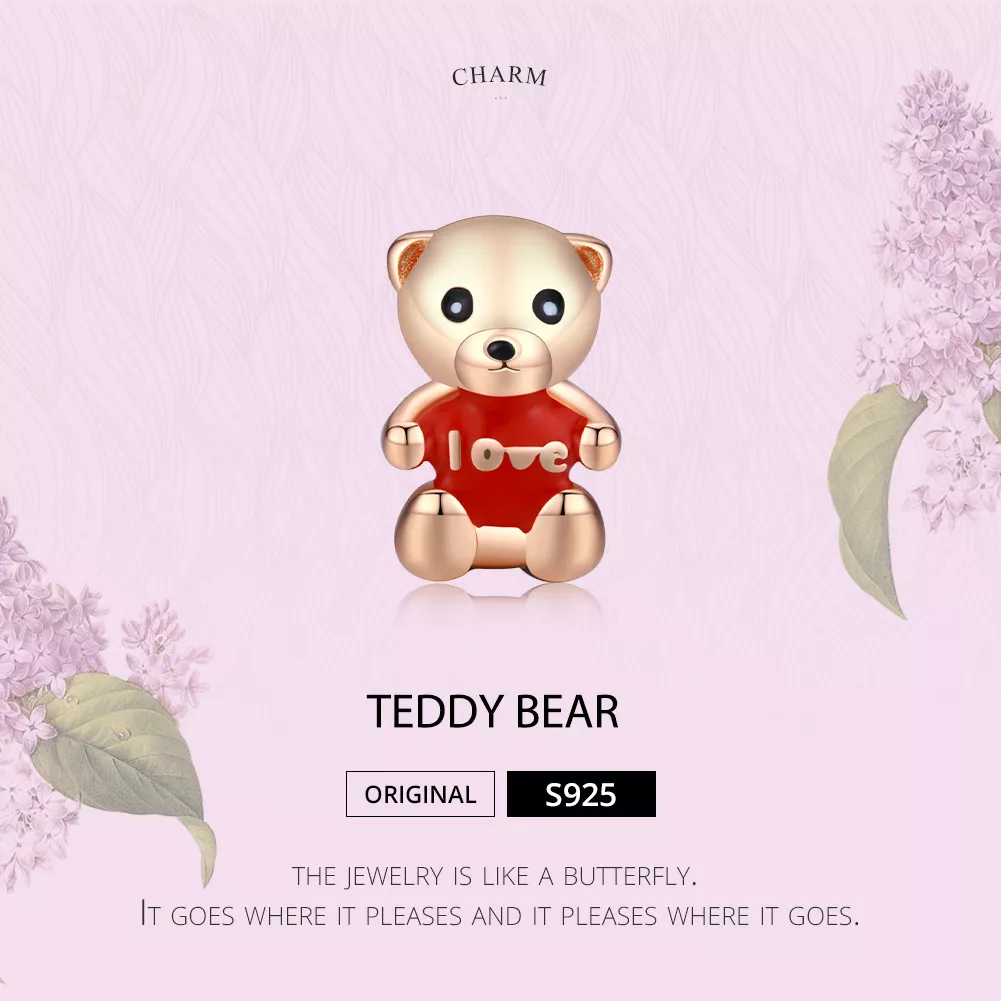 Charm Urso Teddy life Pandora Rosa - BSC228