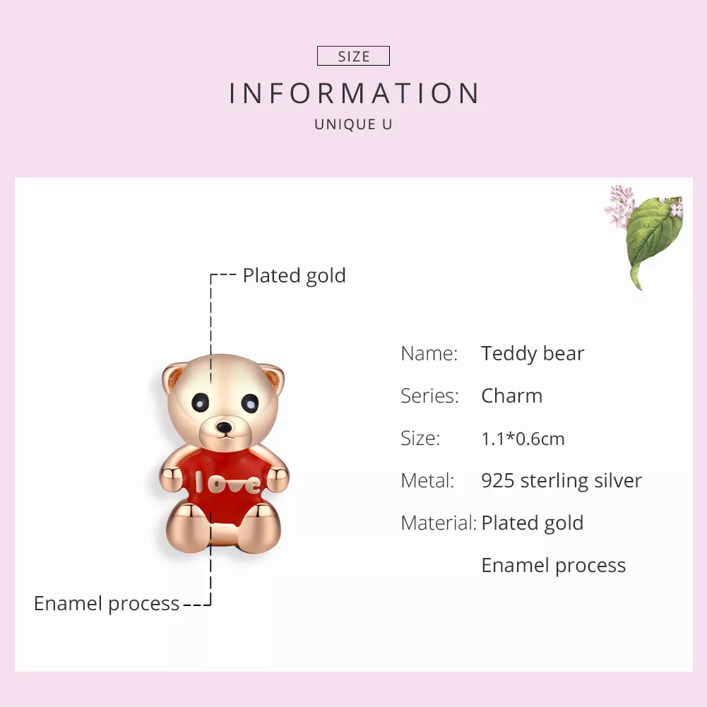 Charm Urso Teddy life Pandora Rosa - BSC228