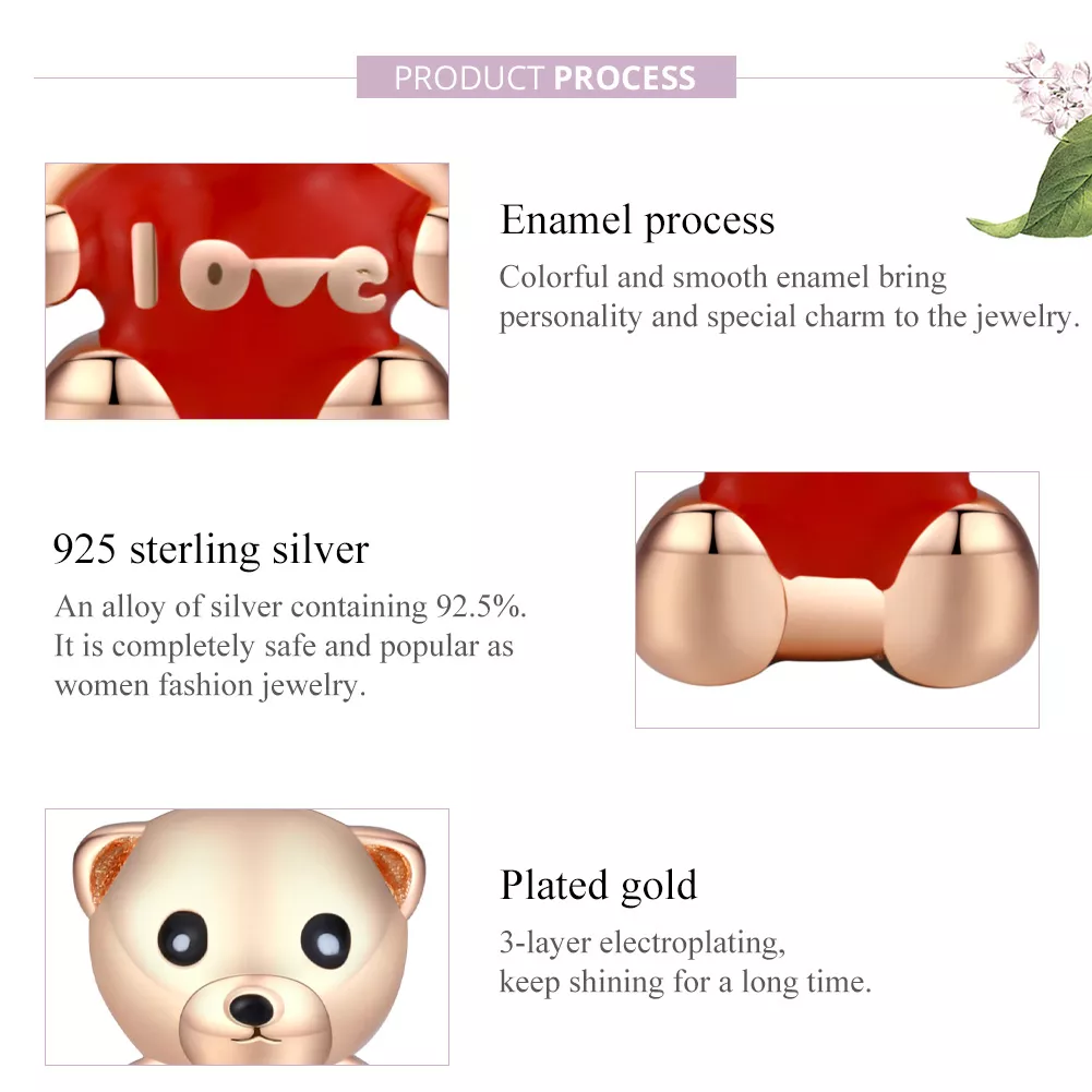 Charm Urso Teddy life Pandora Rosa - BSC228