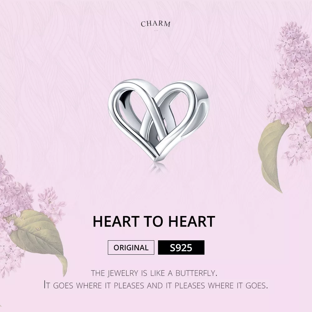 Charm Você e eu de coração a coração estilo Pandora - SCC1552