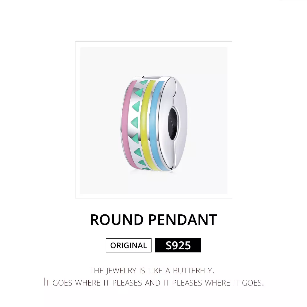 Clipe De Prata Colorido estilo Pandora - SCC1756