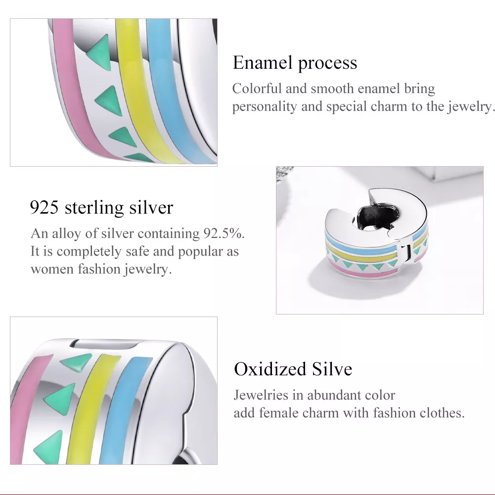 Clipe De Prata Colorido estilo Pandora - SCC1756