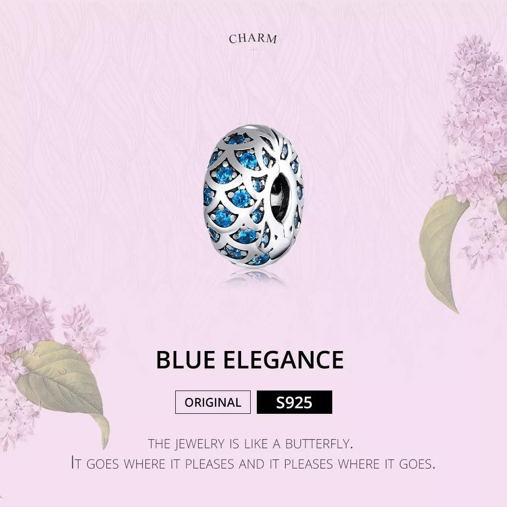 Clipe De Prata Elegância Azul estilo Pandora - SCC1513