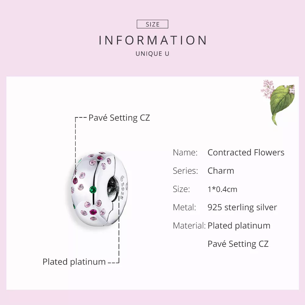 Clipe De Prata Flores Contraídas estilo Pandora - BSC245