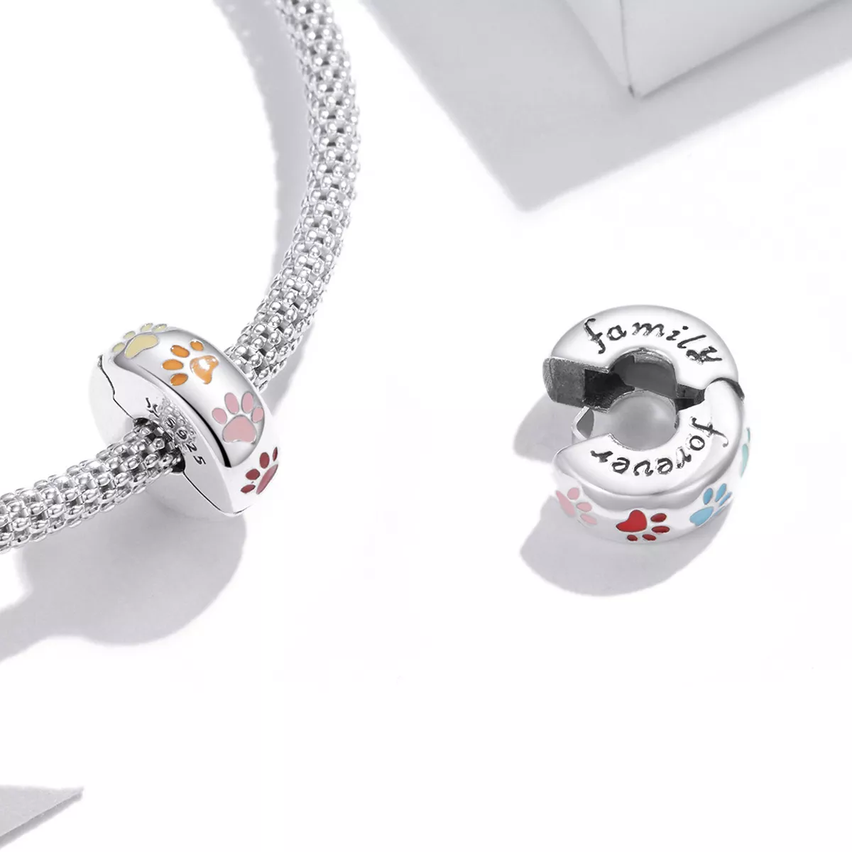 Clipe De Prata Impressões de garras coloridas estilo Pandora - SCC1850