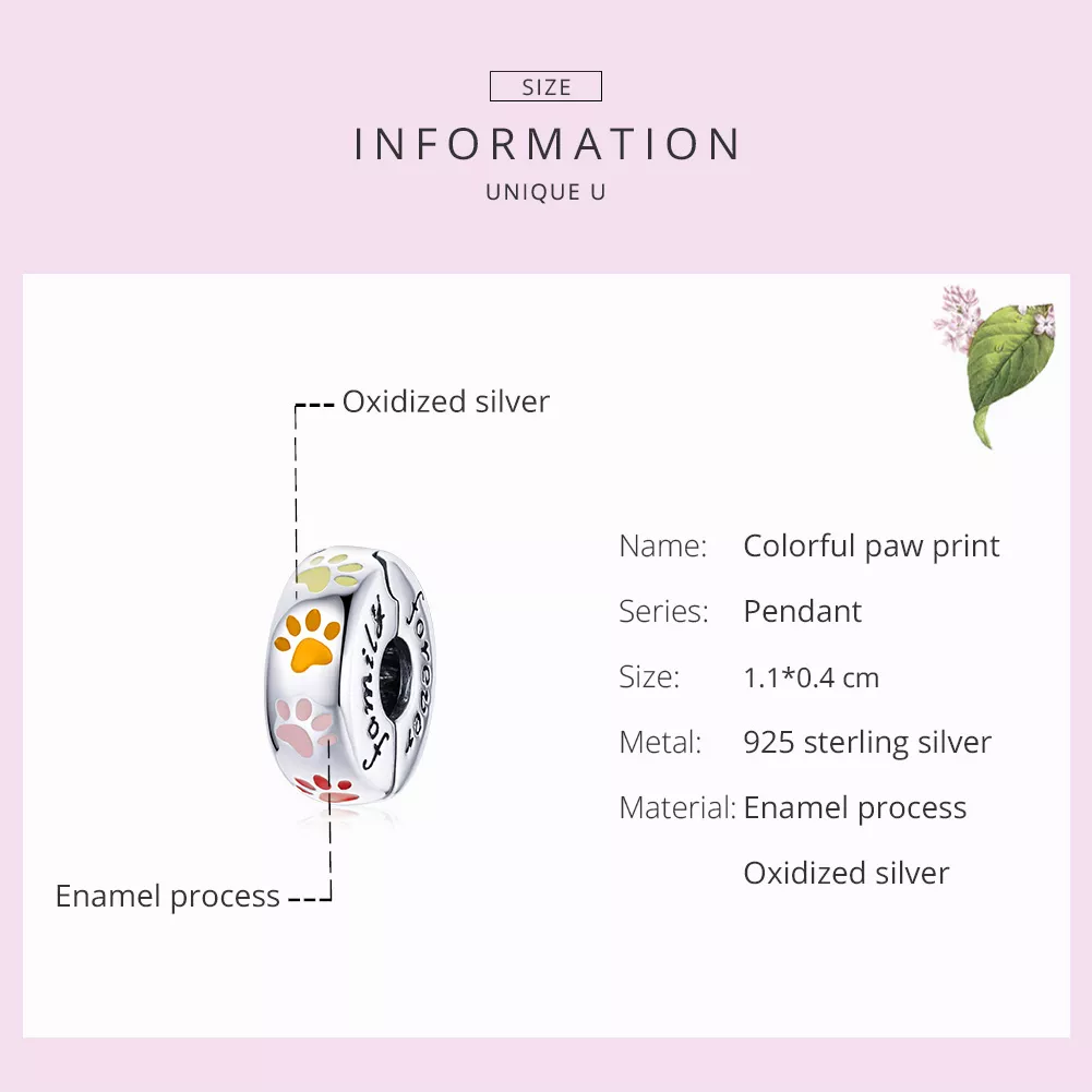 Clipe De Prata Impressões de garras coloridas estilo Pandora - SCC1850