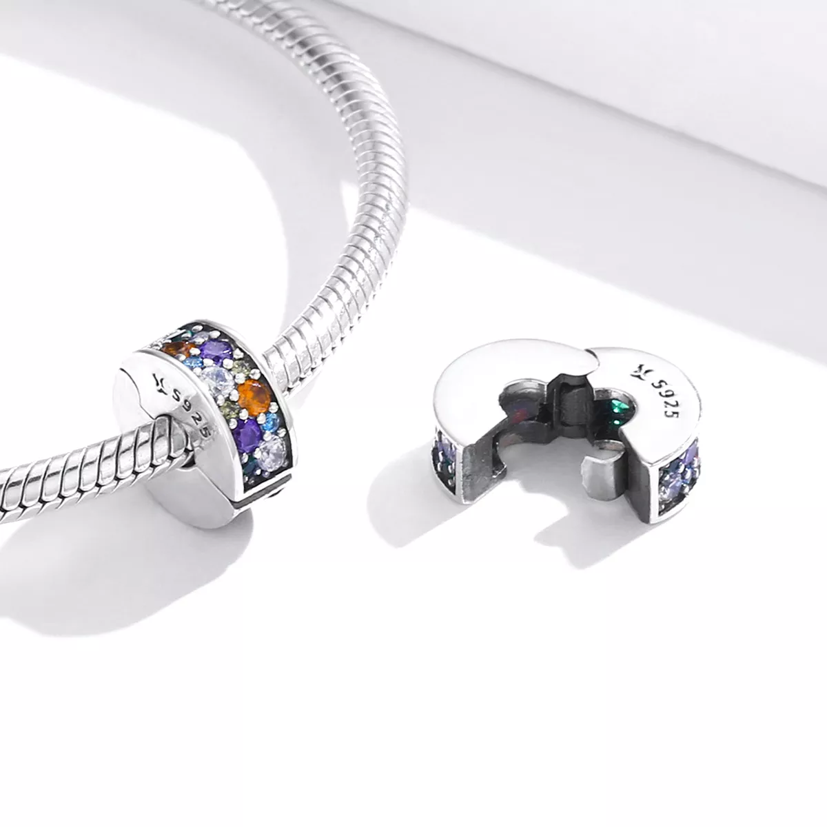 Clipe De Prata Jardim colorido estilo Pandora - SCC1609