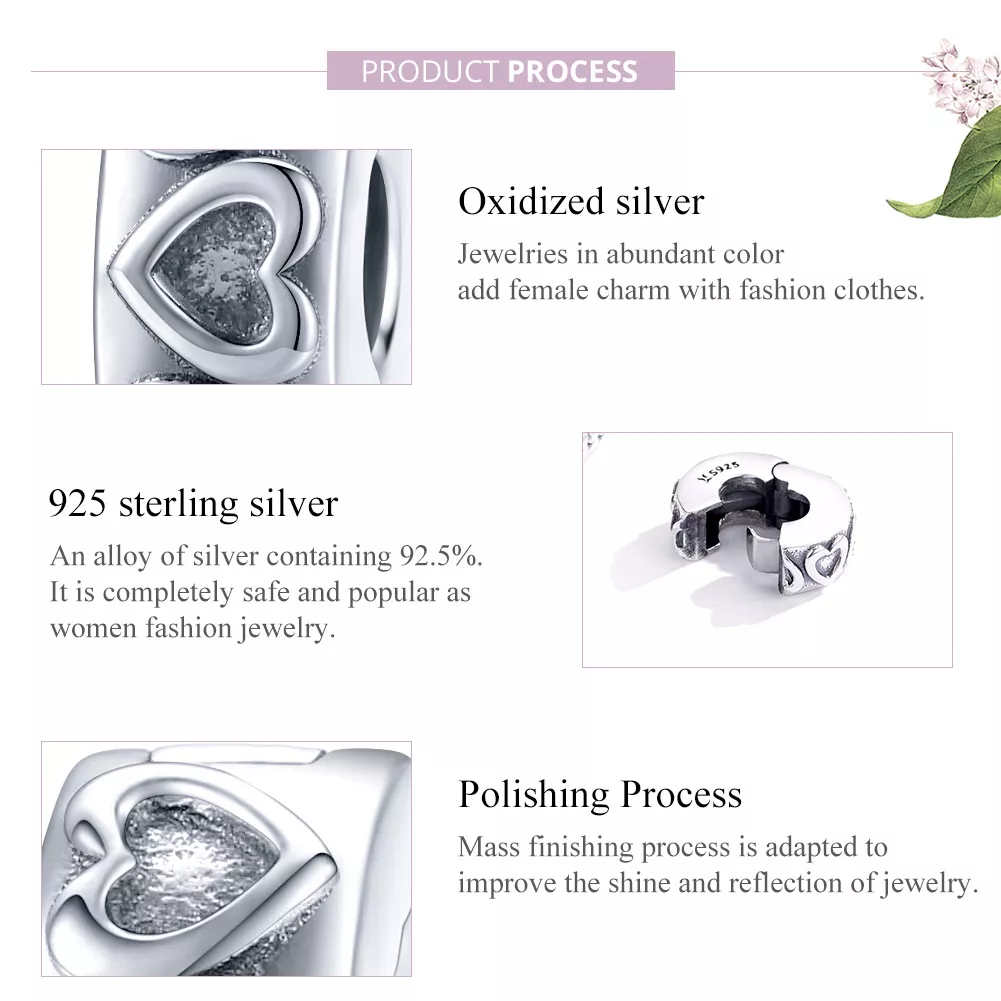 Clipe De Prata Relevo vintage estilo Pandora - SCC1557