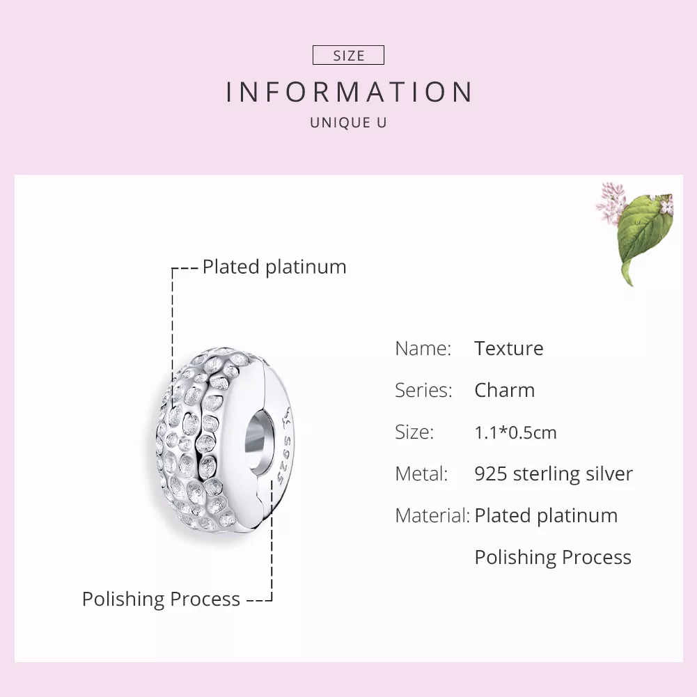 Clipe De Prata Textura estilo Pandora - SCC1490