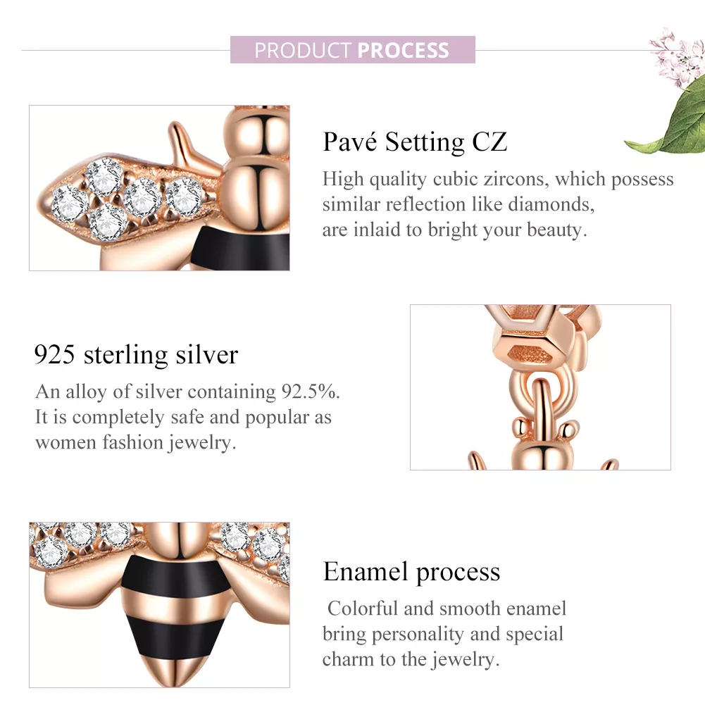 Charm Pendente Abelhinha estilo Pandora Rose - BSC370