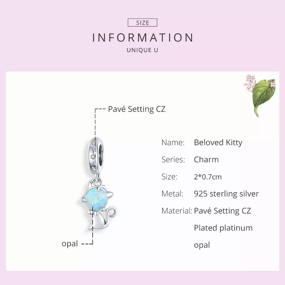 Charm Pendente Amada gatinha estilo Pandora - BSC235