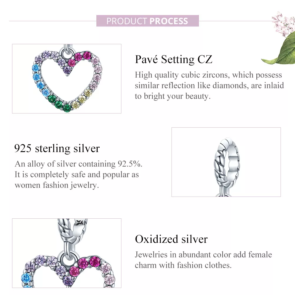 Charm Pendente Amor arco-íris estilo Pandora - SCC1851